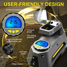 Carica l'immagine nel visualizzatore di Gallery, SKEY Compressore Portatile per Auto, gonfiatore Digitale a 12V DC, Pompa per...