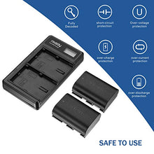 Carica l'immagine nel visualizzatore di Gallery, Miady, set di 2 batterie LP-E6 LP-E6N e caricabatterie doppio LCD,...