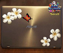 Carica l'immagine nel visualizzatore di Gallery, Fiore frangipani plumeria bianca doppio + farfalla adesivi auto autoadesivi... - Ilgrandebazar