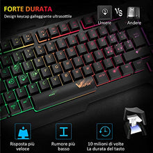 Carica l'immagine nel visualizzatore di Gallery, Tastiera da Gioco, WisFox Cablata USB Retroilluminata a Colori...