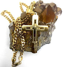Carica l'immagine nel visualizzatore di Gallery, Collana con ciondolo a forma di croce in oro 24 carati, unisex, solida... - Ilgrandebazar