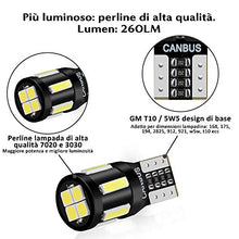 Carica l'immagine nel visualizzatore di Gallery, Anpro 2020 Lampadina a T10 LED per Auto - W5W Led 6000K Luce Bianca Super...