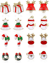 Carica l'immagine nel visualizzatore di Gallery, YADOCA 8 Paia Natale Stile Orecchini per Donne Bambina Regalo...