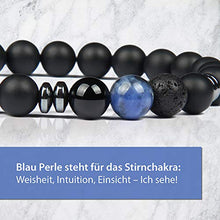 Carica l'immagine nel visualizzatore di Gallery, GOOD.designs ® Bracciale con perle di lava nera o onice (per uomo e Blu - Ilgrandebazar