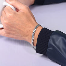 Carica l'immagine nel visualizzatore di Gallery, PROSTEEL Uomo Bracciale a Catena Cubana Incisione, Acciaio Argento - Ilgrandebazar