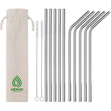 Carica l'immagine nel visualizzatore di Gallery, VEHHE Cannucce Metallo Riutilizzabili 10,5"in 10pcs-metallizzato