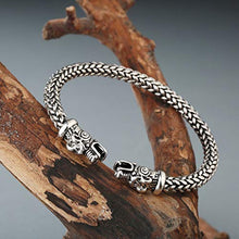 Carica l'immagine nel visualizzatore di Gallery, Ailuor Braccialetto da uomo con doppia testa di drago, stile vichingo, Silver - Ilgrandebazar