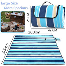 Carica l'immagine nel visualizzatore di Gallery, SaiXuan Coperta da Picnic Impermeabile,Portatile Compatto Pile Strisce Blu