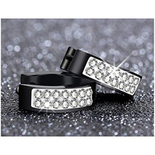Carica l'immagine nel visualizzatore di Gallery, Eleganti orecchini a cerchio, fatti a mano con strass, da d'oro+argento+nero - Ilgrandebazar