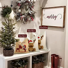Carica l'immagine nel visualizzatore di Gallery, ZWJD Cuscini Natalizi per Divano 4 Pack Federe Cuscini Divano 40x40 Federe Cuscini Natalizi Cotone e Lino Biancheria Cuscini per Divano per Natale Decorazioni Casa