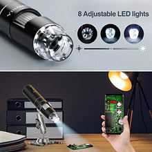 Carica l'immagine nel visualizzatore di Gallery, Microscopio Digitale Wireless, YINAMA Microscopio Ingrandimento da 50X-1000X, 8 luci a LED, Mini Microscopio portatile, 2MP 1080P, compatibile con Android, iPad PC MAC Windows