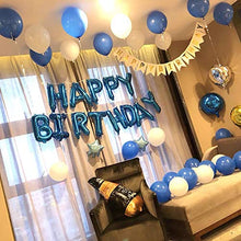Carica l'immagine nel visualizzatore di Gallery, Ponmoo Foil Palloncini Happy Birthday Banner Kit - Blu, 1happy - Blu