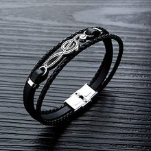 Carica l'immagine nel visualizzatore di Gallery, XHao Bracciale Uomo Braccialetto Pelle Nota Decorazione e Fibbia di...
