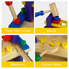 Carica l'immagine nel visualizzatore di Gallery, Nuheby Kit Attrezzi per Bambini 42 PCS Cassetta in Legno da Lavoro...