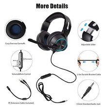 Carica l'immagine nel visualizzatore di Gallery, NUBWO - Cuffie Stereo per PS4, Xbox One, con Cavo e Stereo-3.5mm, Blue