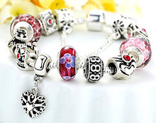 Carica l'immagine nel visualizzatore di Gallery, Braccialetto Pandora Stile con Perle in Vetro di Murano, Cuore Ciondolo e... - Ilgrandebazar