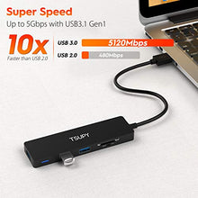 Carica l'immagine nel visualizzatore di Gallery, TSUPY Hub USB 3.0 5 Porte Adattatore con Lettore di Scheda 19 cm