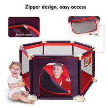 Carica l'immagine nel visualizzatore di Gallery, Box Playard per bambini 6 pannelli portatile Aqua Play Center con rete rosso - Ilgrandebazar