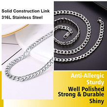 Carica l'immagine nel visualizzatore di Gallery, PROSTEEL Collana Uomo a Catena Cubana Incisione Semplice per Argento(5mm) - Ilgrandebazar