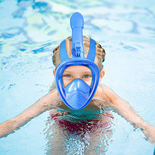Carica l'immagine nel visualizzatore di Gallery, E-MANIS Maschere da Immersione,Snorkeling Maschera Full Face 180° Blu