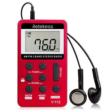 Carica l'immagine nel visualizzatore di Gallery, Retekess V112 Mini Radio Portatile AM FM Ricevitore Personale con Rosso