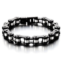Carica l'immagine nel visualizzatore di Gallery, COOLSTEELANDBEYOND Maschile Nero Argento Due Toni Bracciale da Uomo, Catena... - Ilgrandebazar