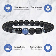 Carica l'immagine nel visualizzatore di Gallery, GOOD.designs ® Bracciale con perle di lava nera o onice (per uomo e Blu - Ilgrandebazar