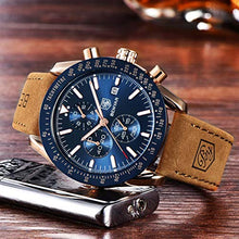 Carica l'immagine nel visualizzatore di Gallery, Benyar impermeabile cronografo orologi moda casual cinturino Marrone Blu - Ilgrandebazar