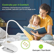 Carica l'immagine nel visualizzatore di Gallery, Lampada Libro 15 LED con Clip, Luce 3 Tipi Temperatura di Bianco