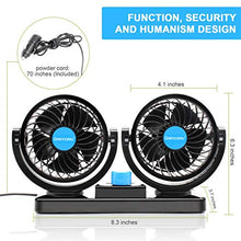 Carica l'immagine nel visualizzatore di Gallery, Grencareu Ventilatore 12 Volt Doppia Testa Ventola di Raffreddamento avec...