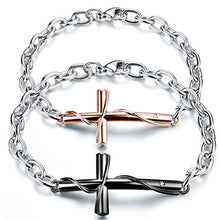 Carica l'immagine nel visualizzatore di Gallery, Cupimatch Coppia Lovers Braccialetto Bracciale Acciaio Inox Croce Nero Oro(1... - Ilgrandebazar