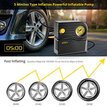 Carica l'immagine nel visualizzatore di Gallery, WindGallop Mini Compressore Portatile per Auto, 12V Professionale, Analogico, Pompa Aria con Manometro per Pneumatici e Adattatori per Valvole (Giallo)