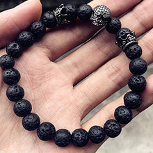 Carica l'immagine nel visualizzatore di Gallery, EXINOX Bracciale Perline di Pietra lavica | Uomo | Dettagli Teschio E... - Ilgrandebazar