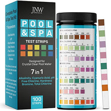 Carica l'immagine nel visualizzatore di Gallery, Kit Test Piscina pH e Cloro JNW Direct - 7 in 1 Strisce Test Piscina per Risultati Precisi e Accurati - Test per Piscina Cloro e pH e Bromo con Ebook - 100 Pezzi