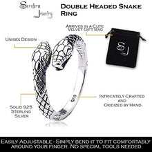 Carica l'immagine nel visualizzatore di Gallery, Serpente a doppia testa Anello in argento 925 | regolabile dimensione unisex... - Ilgrandebazar