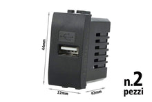 Carica l'immagine nel visualizzatore di Gallery, LEDLUX 2 Pezzi Moduli Compatibile Bticino Living Light Caricatore USB 5V Nero - Ilgrandebazar