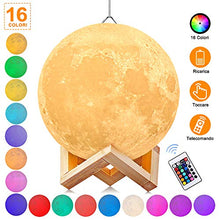Carica l'immagine nel visualizzatore di Gallery, Luna Lampada Led, 3D luce USB Ricaricabile 16 colori Moon Lamp 5.91 Inch - Ilgrandebazar