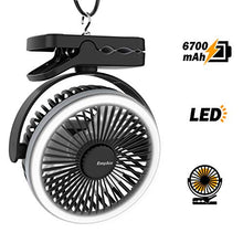 Carica l'immagine nel visualizzatore di Gallery, EasyAcc Ventilatore Clip da Campeggio,6700mAh USB 6700mAh, Nero