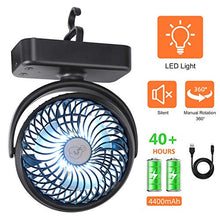 Carica l'immagine nel visualizzatore di Gallery, REENUO Ventilatore Campeggio con Tenda LED, Ventola da Tavolo Portatile USB,...