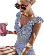 Carica l'immagine nel visualizzatore di Gallery, Yuson Girl Bikini Intero Sexy Donna,V Neck Swimsuit Push L, Blu