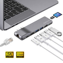 Carica l'immagine nel visualizzatore di Gallery, Hub USB C, 8 in 1 Adattatore C con Ethernet RJ45, HDMI 4K, 2 Porte USB...