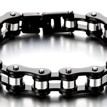 Carica l'immagine nel visualizzatore di Gallery, COOLSTEELANDBEYOND Maschile Nero Argento Due Toni Bracciale da Uomo, Catena... - Ilgrandebazar