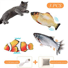 Carica l'immagine nel visualizzatore di Gallery, BangShou 3Pezzi Pesce Elettrico Giocattolo Catnip Giocattoli per Gatti, USB...