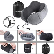 Carica l'immagine nel visualizzatore di Gallery, Fylina - Cuscino da viaggio in memory foam, con custodia, mascherina Grigio
