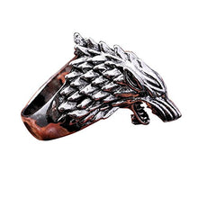 Carica l'immagine nel visualizzatore di Gallery, V-zone Ice Wolf in Acciaio Inox Argento Anello Inspired by Game of Thrones - Ilgrandebazar