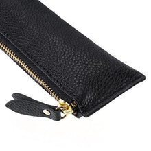 Carica l'immagine nel visualizzatore di Gallery, Btsky, Astuccio portapenne in vera pelle, vintage, morbido, per oggetti Black