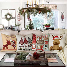Carica l'immagine nel visualizzatore di Gallery, ZWJD Cuscini Natalizi per Divano 4 Pack Federe Cuscini Divano 40x40 Federe Cuscini Natalizi Cotone e Lino Biancheria Cuscini per Divano per Natale Decorazioni Casa