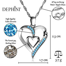 Carica l'immagine nel visualizzatore di Gallery, DEPHINI - Collana a forma di cuore in argento Sterling 925 - doppio ciondolo... - Ilgrandebazar