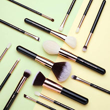 Carica l'immagine nel visualizzatore di Gallery, Jessup 15Pz Oro Rosa/Nero Pennelli per trucco professionale Set trucco...