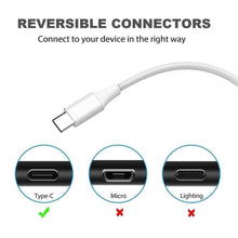 Carica l'immagine nel visualizzatore di Gallery, Cavo USB C, Tipo C 2M 2Pezzi Nylon 2pezzi 2m bianco, bianco - Ilgrandebazar